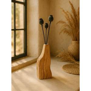 Vase décoratif d'intérieur en bois, collection bambou et bois - Product Image 3