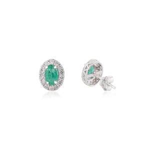 ต่างหูแบบสตั๊ดทรงวงแหวนเล็กประดับมรกตและเพชรทองคำขาวบริสุทธิ์ 14K สั่งทำได้ตามต้องการ ขายส่งตามเทรนด์  ผู้ผลิตเครื่องประดับประจำเดือนพฤษภาคม - Product Image 5