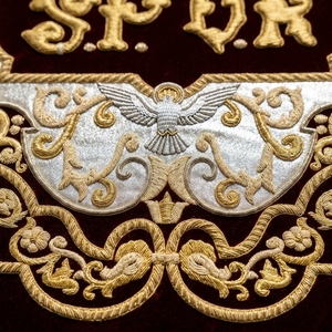 Handmade Bullion Gold <b>Wire</b> Embroidered Banner Custom Velvet SPQR Roman Church Flag Ceremonial Procession Pennant <b>Wall</b> Hanging - Product Image 5