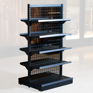 Estanterías de Góndola de Malla Metálica de Doble Cara para Carga Ligera |   Exhibidor de Isla para Minoristas con Recubrimiento en Polvo para Supermercados - Product Image 1