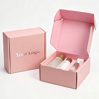 Boîte cadeau cosmétique rose de luxe, logo personnalisé, emballage en carton ondulé rigide, éponge, design écologique portable pour ensemble de soins de la peau