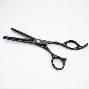 Ensemble de ciseaux de coiffure en acier inoxydable avec manche en céramique, ciseaux droits et courbes, peigne, kit durable et réutilisable pour barbier - Product Image 5