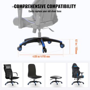 Base di Ricambio Universale per Sedia da Ufficio 28 Pollici, Carico Statico 2500 Libbre, Rotelle per Sedia da Scrivania e Sgabello - Product Image 5