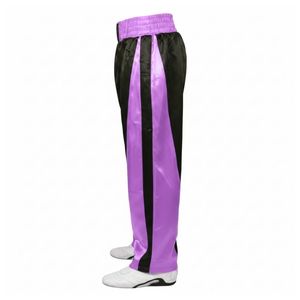 Pantalon de BJJ avec pan latéral violet, pantalon d'entraînement MMA, pantalon de kickboxing, équipement d'arts martiaux, pantalon de combat en satin haute élasticité - Product Image 3