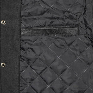 Veste universitaire noire et jaune pour homme avec manches en PU, col montant, fermeture boutonnée, style preppy, vêtement d'automne - Product Image 5