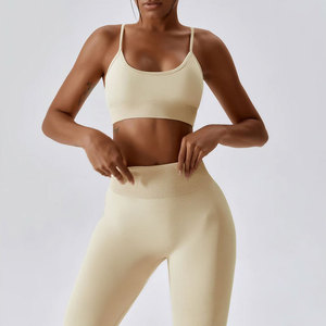 Conjunto Deportivo de Color Sólido Personalizado en Oferta, Conjunto de Yoga con Leggings de Cintura Alta para Mujer, Ropa Deportiva para Entrenamiento - Product Image 4