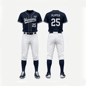 Conjunto de Uniforme de Béisbol Warriors para Hombre, Azul Marino y Blanco, Transpirable, Corte Regular, para Todas las Temporadas, Jersey y Pantalones Bordados - Product Image 1