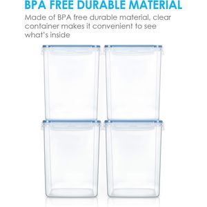 Large Food Storage Containers 5.2L / 175oz 4-Piece <b>Set</b> BPA-Free Plastic Airtight <b>Canisters</b> Lids for Flour Sugar Baking Supplies - Product Image 3