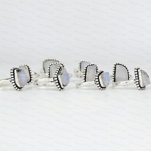 Natural Rainbow Moonstone <b>Ring</b> 925 Silver Plated Brass Handmade Vintage Boho Jewelry Wholesale Fashion <b>Statement</b> <b>Rings</b> Women - Product Image 5