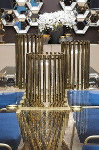 Élégant Porte-Bougie en Métal Doré et Verre, Centre de Table pour la Maison et l'Hôtel, Décoration de Mariage - Product Image 4