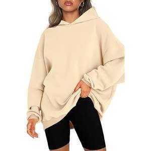 Gran oferta de Sudadera con capucha de lana de gran tamaño para mujer de talla grande de longitud larga con logotipo frontal para Otoño e Invierno - Product Image 2