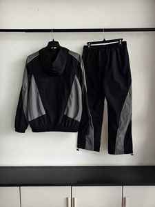 Pink Black Two Piece Men's Summer Outerwear <b>Set</b> Hooded Windbreaker Jacket Shorts Breathable Quick Dry Casual Sports Color - Product Image 3