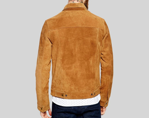 Wholesale Men Genuine <b>Suede</b> <b>Leather</b> Trucker <b>Jacket</b> Classic Western Vintage Casual <b>Jacket</b> - Product Image 3