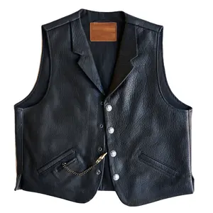 Best Supplier Men Fashion Wear Top Design Leather Vest Custom Size Comfortable Men Leather Vest