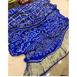 Sari de Seda Gajji Pura Premium, Ghatchola, Tradicional, con Teñido Bandhani, Hecho a Mano, Étnico, para Bodas, Diwali, para Mujer - Product Image 1