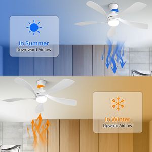 Ventilatore da soffitto moderno a LED da 52 pollici con pale in ABS dimmerabili a 3 colori, telecomando e motore DC reversibile, bianco - Product Image 6