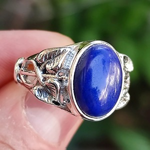 <b>Lapis</b> <b>Lazuli</b> <b>Ring</b> 925 Sterling Silver Handmade Boho Statement Promise Jewelry for Women Natural Oval Shape Gemstone Jewelry - Product Image 3