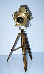 <b>Antique</b> <b>Brass</b> Spotlight Lamp with Tripod Stand Gold-Plated Polished Finish Home Decoration - Product Image 5