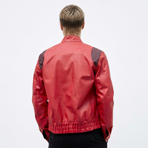 <b>Men's</b> Red <b>Jacket</b> Style Windproof Turn-down Collar Zipper Regular Sleeve Solid Color Autumn Wear - Product Image 5