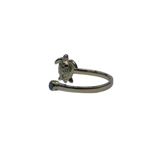 925 <b>Silver</b> Gold Plated Turtle <b>Ring</b> <b>Emerald</b> Gemstone Cut Channel Setting Classic Tibetan Buddhist Design Women's - Product Image 3