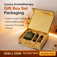 Boîte cadeau d'aromathérapie de luxe personnalisée, diffuseur d'huiles essentielles, bougie, gaufrage, emballage rigide recyclable, fermeture magnétique, petite taille