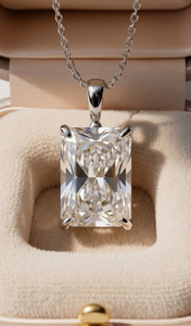 Collar de oro amarillo de 10k, 14k, 18k con diamante cultivado en laboratorio de 3 ct VS1 D E, corte radiante, con cadena fina. - Product Image 3