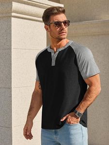 Men's Henley Shirts Raglan Short Sleeve Casual <b>Baseball</b> <b>Tees</b> Summer Classic Color Block Workout T- Shirts - Product Image 2