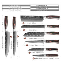 Set Pisau Koki Jepang Buatan Tangan Surtechs International, Baja Anti Karat, Pegangan Kayu Ambidextrous, Pisau Dapur Poles Tinggi