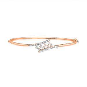 Rose Gold Lab Grown Diamond Asymmetric Geometric Open <b>Bangle</b> <b>Bracelet</b> - Product Image 1