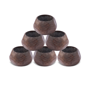 Ensemble de 6 porte-serviettes en bois de manguier, pour usage en restaurant ou en bois fini antique, forme ronde pour usage domestique - Product Image 1