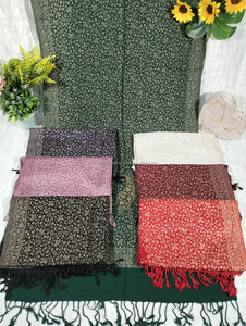 Lujoso chal de Pashmina hecho en La India Lana de la mejor calidad para musulmanes con un impresionante trabajo en la frontera para el otoño - Product Image 2