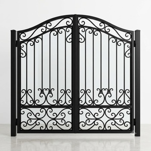 Puerta Doble de Hierro Resistente a la Oxidación, Fácil de Montar, Diseño Europeo Clásico, Decoración con Volteos, Acabado con Recubrimiento en Polvo, 6 pies de Altura - Product Image 1