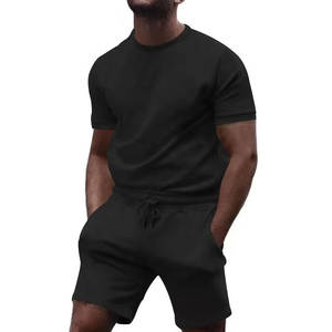 Ensemble T-shirt et short en tissu éponge pour homme, respirant, décontracté, idéal pour le fitness, vente chaude avec logo personnalisé pour l'été - Product Image 6