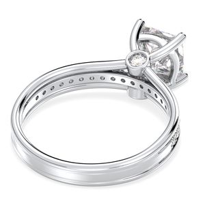 Anillos solitarios de moissanita de 1.56 quilates con corte princesa en oro sólido de 14K de REYES, gran oferta, para mujer, regalo de aniversario personalizado, joyería fina. - Product Image 4