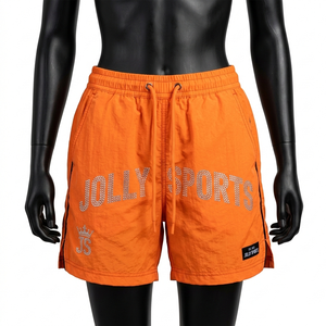 Shorts cortos de mujer, cortavientos, 120 GSM, poliéster taslon, secado rápido, rosa y negro, con logo personalizado serigrafiado, cintura elástica. - Product Image 5