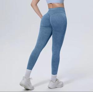 High Waist Full Length <b>Knitted</b> Spandex/Nylon 220g <b>Leggings</b> Solid Color Stretch Breathable Comfortable Sporty Women's Push Yoga - Product Image 4