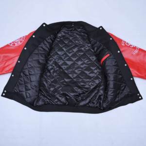 Veste en cuir parachute de qualité supérieure pour hommes, avec logo personnalisé brodé sur le devant et le dos, et doublure standard Calore. Vente en gros. - Product Image 2