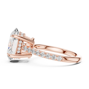 Rose Gold Oval Cut Lab Grown <b>Diamond</b> Solitaire Engagement <b>Ring</b> with Pavé Band for Women - Product Image 2