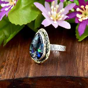 Handmade Pink Dahlia Turquoise Oval Cut Bezel Setting 925 Sterling Silver Adjustable Statement <b>Ring</b> Fine Jewelry <b>For</b> <b>Women</b> - Product Image 5