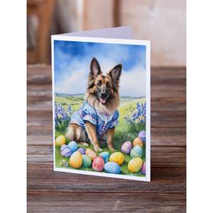 Belgian Tervuren <b>Easter</b> Egg Hunt Greeting <b>Cards</b> <b>Pack</b> of 8 Whimsical A7 Size 5x7 Blank Note <b>Cards</b> with Envelopes - Product Image 2