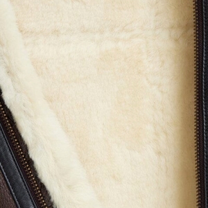 Veste bomber classique pour homme en peau de mouton shearling marron foncé B-3 |   Veste de vol pour temps extrêmement froid de la Seconde Guerre mondiale, en laine sherpa épaisse, OEM/ODM - Product Image 5
