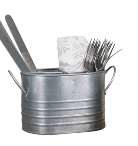 Seau de service en acier galvanisé en gros, mini seau métallique avec poignée pour porte-couverts ou vaisselle de service, fournitures de restaurant - Product Image 1