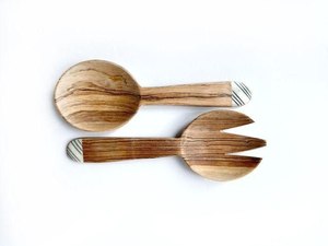Bamboo salad <b>server</b> spoon fork set reusable wooden serving utensils for salad pasta fruit kitchen dining accessories - Product Image 3