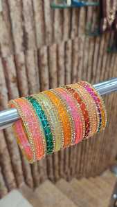 Premium Quality <b>Glass</b> Multi Set With Golden <b>Glass</b> Stone <b>Bangles</b> Beautiful Colours Perfect For All Occasions - Product Image 2