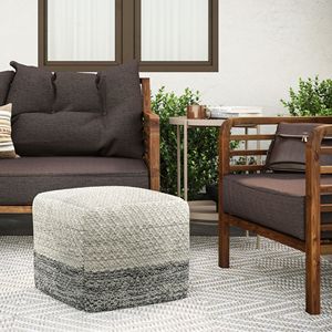 Macie Square Woven Puf Interior/Exterior Gris/Blanco-Comodidad elegante para cualquier espacio - Product Image 6