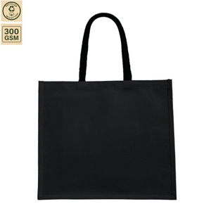 Sac fourre-tout promotionnel en toile noire laminée 300GSM 40x35x16cm avec poignée rembourrée, logo personnalisé, vente en gros, fabricant, exportateur - Product Image 1