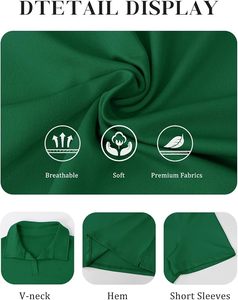 Polo à manches courtes vert uni pour femme, tricoté, respirant, décontracté - Product Image 5