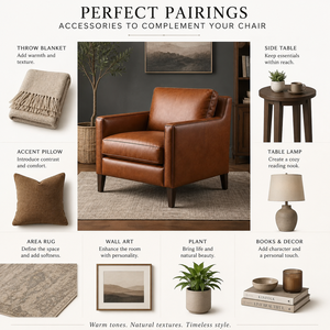 Fauteuil d'appoint en cuir véritable de style moderne du milieu du siècle, canapé une place pour salon, chambre à coucher, hôtel, usage extérieur - Product Image 4