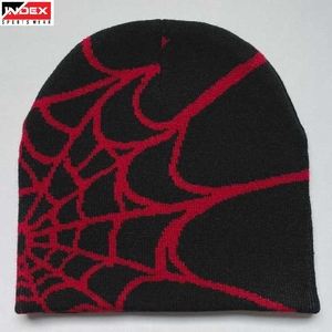 หมวกบีนนี่สตรีทแวร์ถักแบบสั่งทำพิเศษจากสหรัฐอเมริกา สีดำแดง หมวกกันหนาวพรีเมียม หมวกโลโก้เก๋ไก๋ทันสมัย - Product Image 1