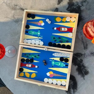 Leather <b>Backgammon</b> Set for Adults & Kids Foldable Travel Board Game 15" Board 32 <b>Pieces</b> Customizable Size Color High Quality - Product Image 3